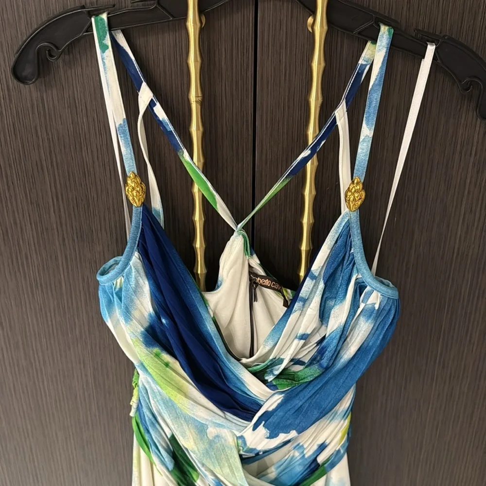 Roberto Cavalli Abstract Print Dress 💙💛💚🤍 - Picture 3 of 17